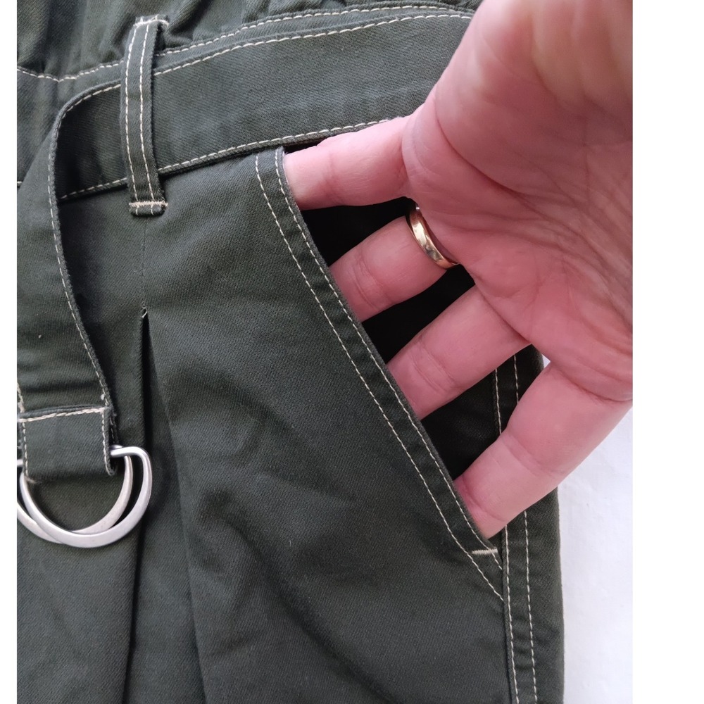 Wild Fable Olive Green Paperbag Waist Tapered Pants with D-Ring Belt Size 10 - Picture 7 of 13